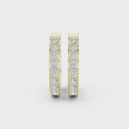 Whispering Light Round Diamond Hoop Earrings in Yellow Gold