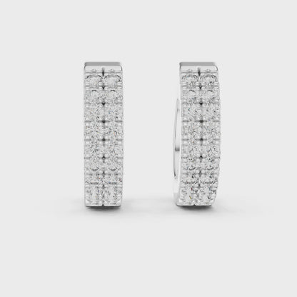 Iris Micropave Round Diamond Hoop Earrings in Silver