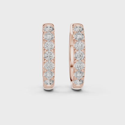 Aria Round Diamond Hoop Earrings in Rose Gold