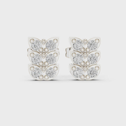 Verona Scallop Round Diamond Stud Earrings in Platinum