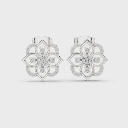 Radiance Layered Round Diamond Stud Earrings in Silver