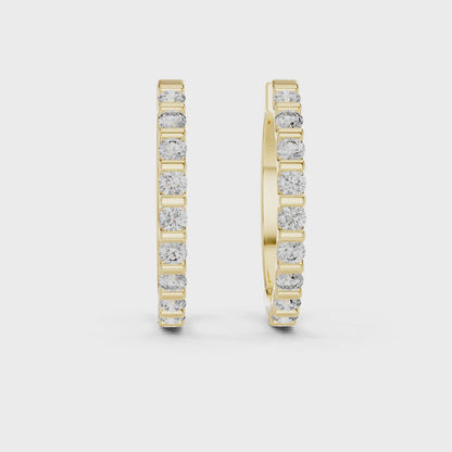 Celeste Round Diamond Hoop Earrings in Yellow Gold