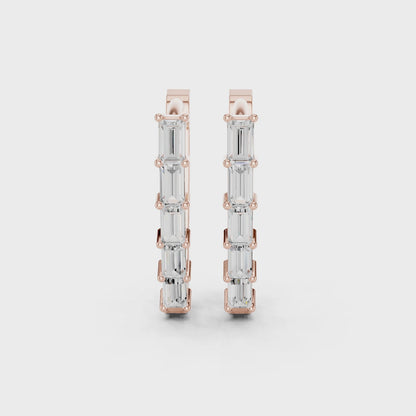 Essential Prism Emerald Diamond Hoop Earrings in Rose Gold