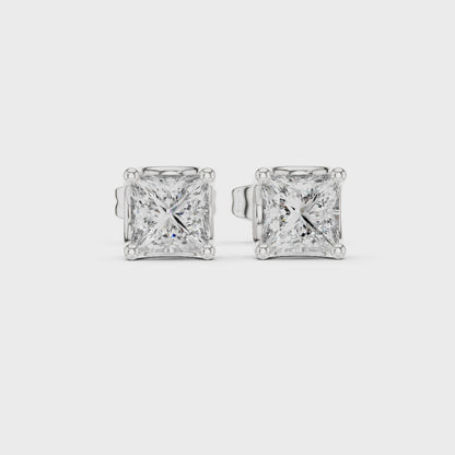 Eternal Facet Princess Diamond Stud Earrings in Silver