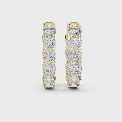 Luna Round Diamond Huggie Hoop Earrings in Yellow Gold