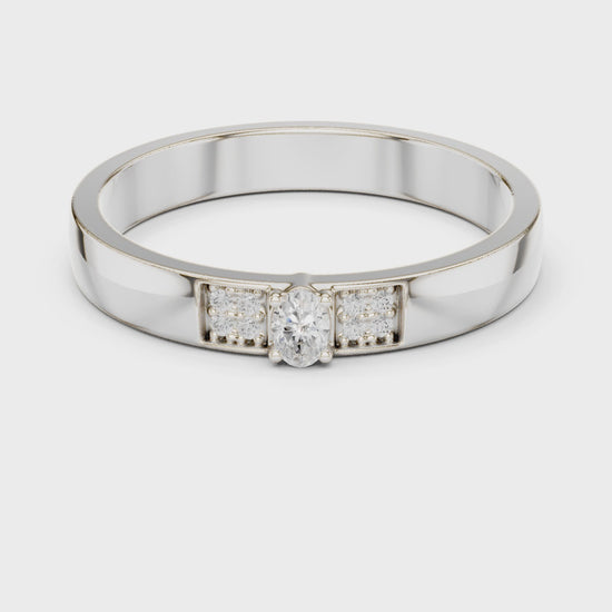 The Sleek Oval & Round Diamond Band in Silver