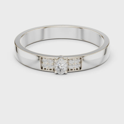 The Sleek Oval & Round Diamond Band in Silver