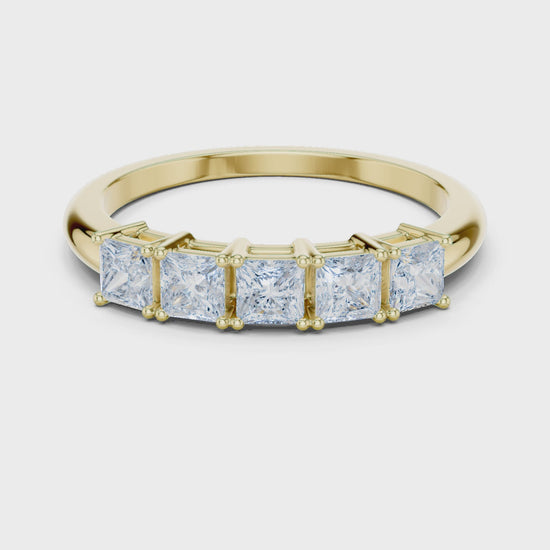 Eden Five-Stone Princess Diamond Anniversary Ring in Yellow Gold