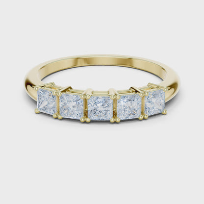 Eden Five-Stone Princess Diamond Anniversary Ring in Yellow Gold