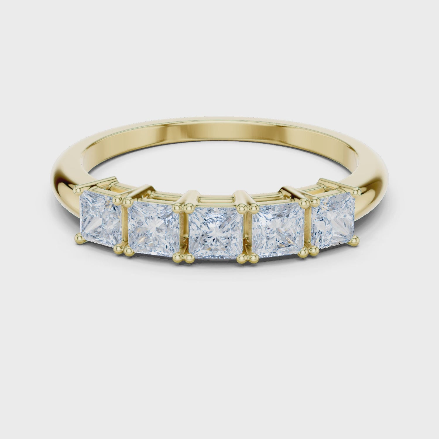 Eden Five-Stone Princess Diamond Anniversary Ring in Yellow Gold