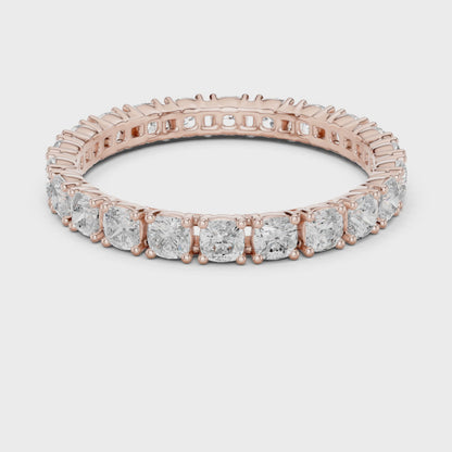 The Crown Cushion Diamond Eternity Band in Rose Gold