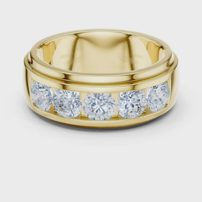 Crest Five-Stone Round Diamond Ring in Yellow Gold