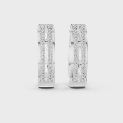 Iris Round Diamond Hoop Earrings in White Gold