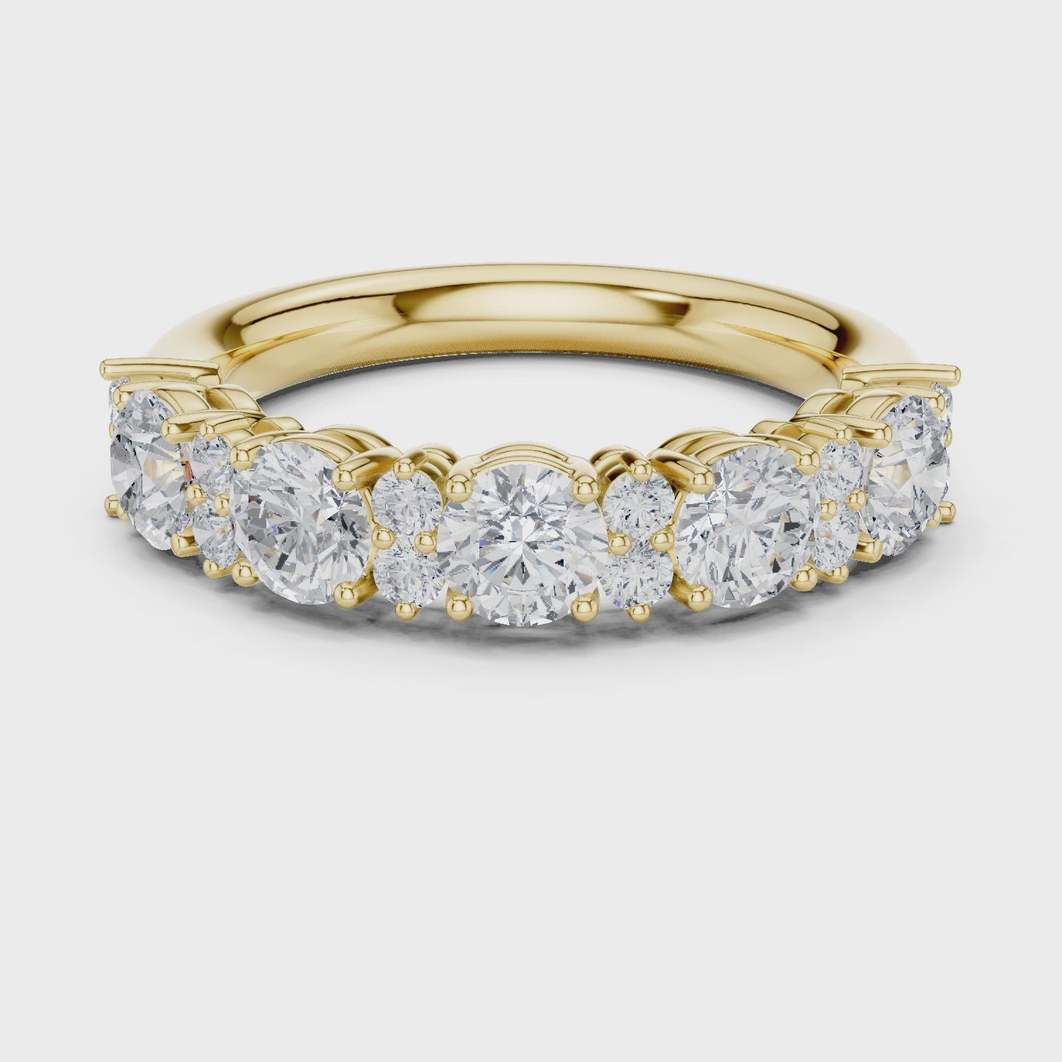 Luminescence Alternating Round Diamond Anniversary Band in Yellow Gold