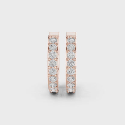 Whispering Light Round Diamond Hoop Earrings in Rose Gold