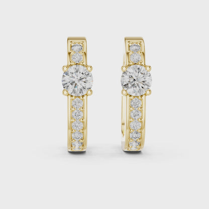 The Luminous Core Round Diamond Hoop Earrings in Yellow Gold