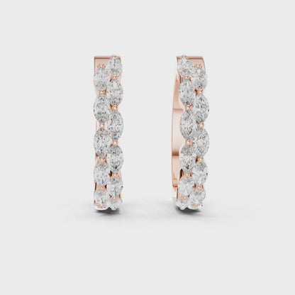 Enchanted Flora Marquise Diamond Hoop Earrings in Rose Gold