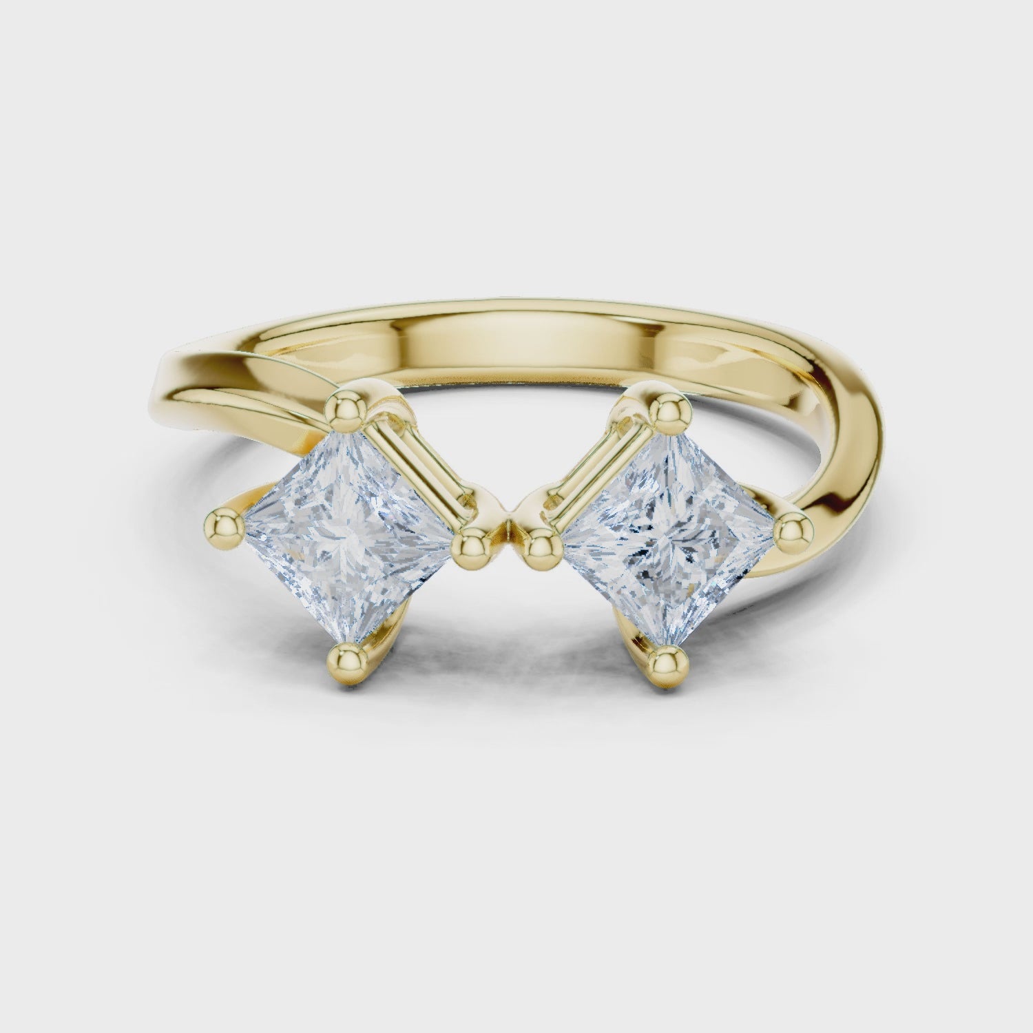 Juno Bypass Princess Diamond Toi Et Moi Ring in Yellow Gold