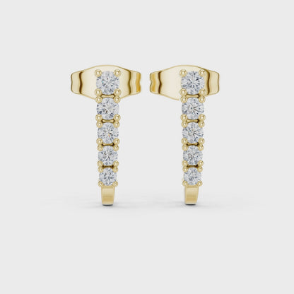 Iris Five-Stone Round Diamond Stud Earrings in Yellow Gold