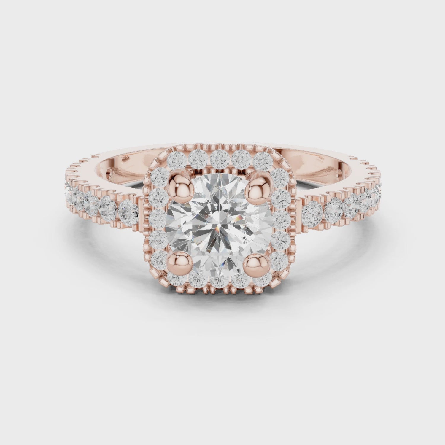Stella Halo Round Diamond Engagement Ring in Rose Gold