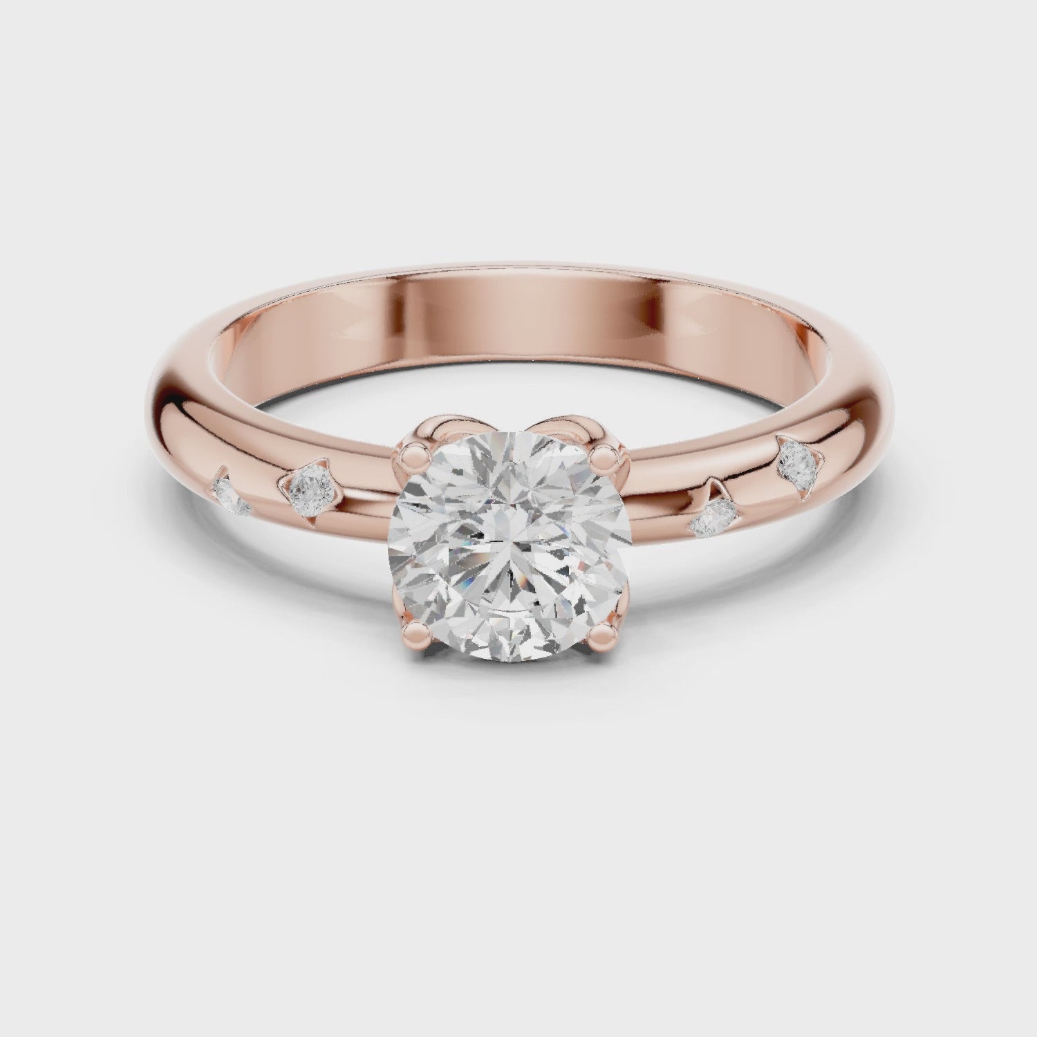 Petal Round Diamond Engagement Ring in Rose Gold