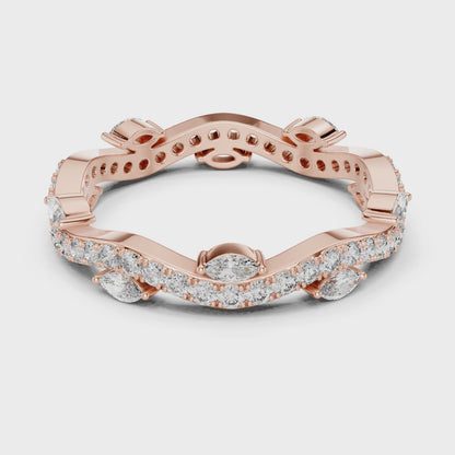 Petal Marquise & Round Diamond Eternity Band in Rose Gold