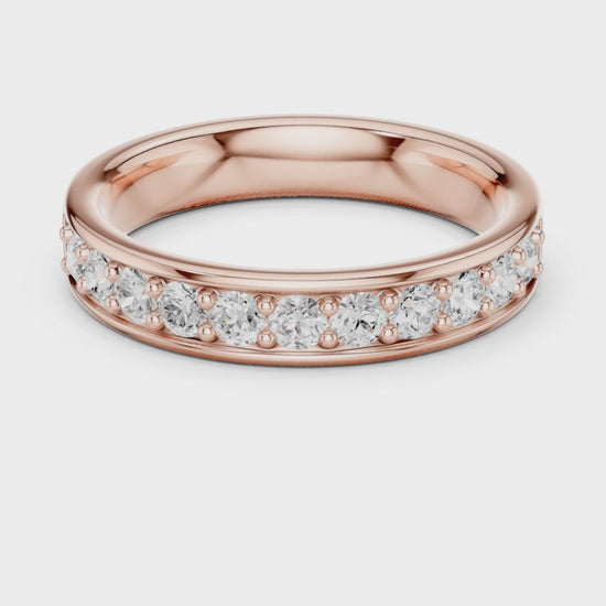 Eden Bar Round Diamond Wedding Band in Rose Gold