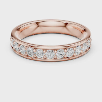 Eden Bar Round Diamond Wedding Band in Rose Gold