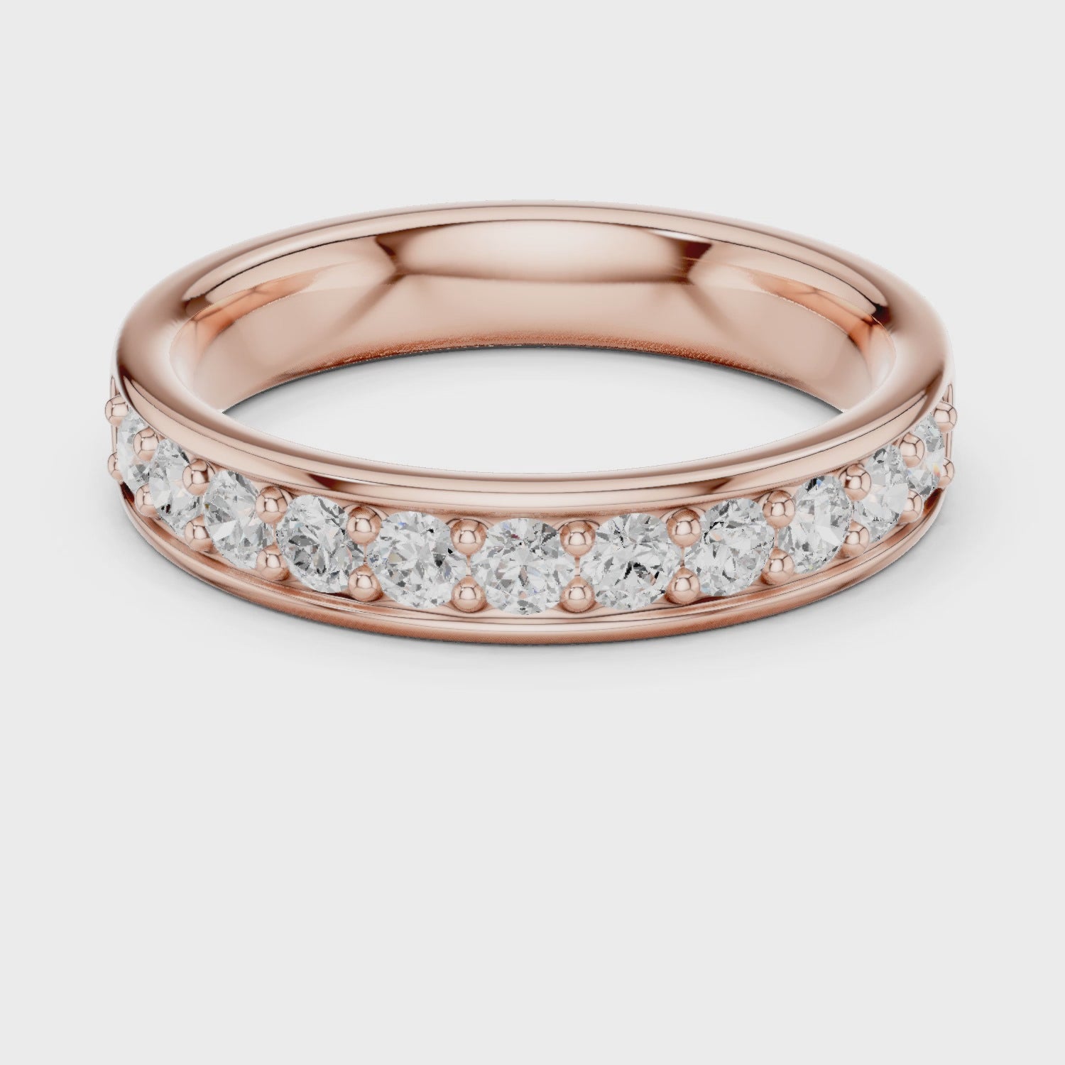 Eden Bar Round Diamond Wedding Band in Rose Gold
