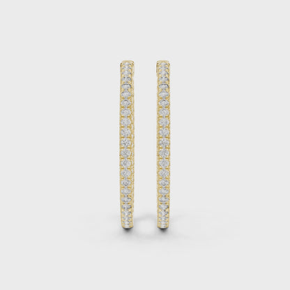 Eternity Aura Round Diamond Hoop Earrings in Yellow Gold