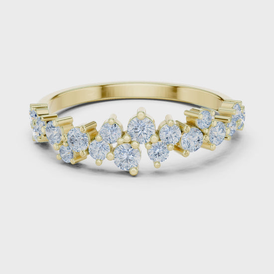 Wave Cluster Round Diamond Fashion Ring in Yellow Gold
