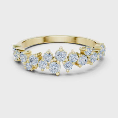 Wave Cluster Round Diamond Fashion Ring in Yellow Gold