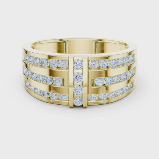 Crest Round Diamond Fashion Ring in Yellow Gold
