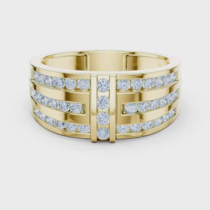 Crest Round Diamond Fashion Ring in Yellow Gold