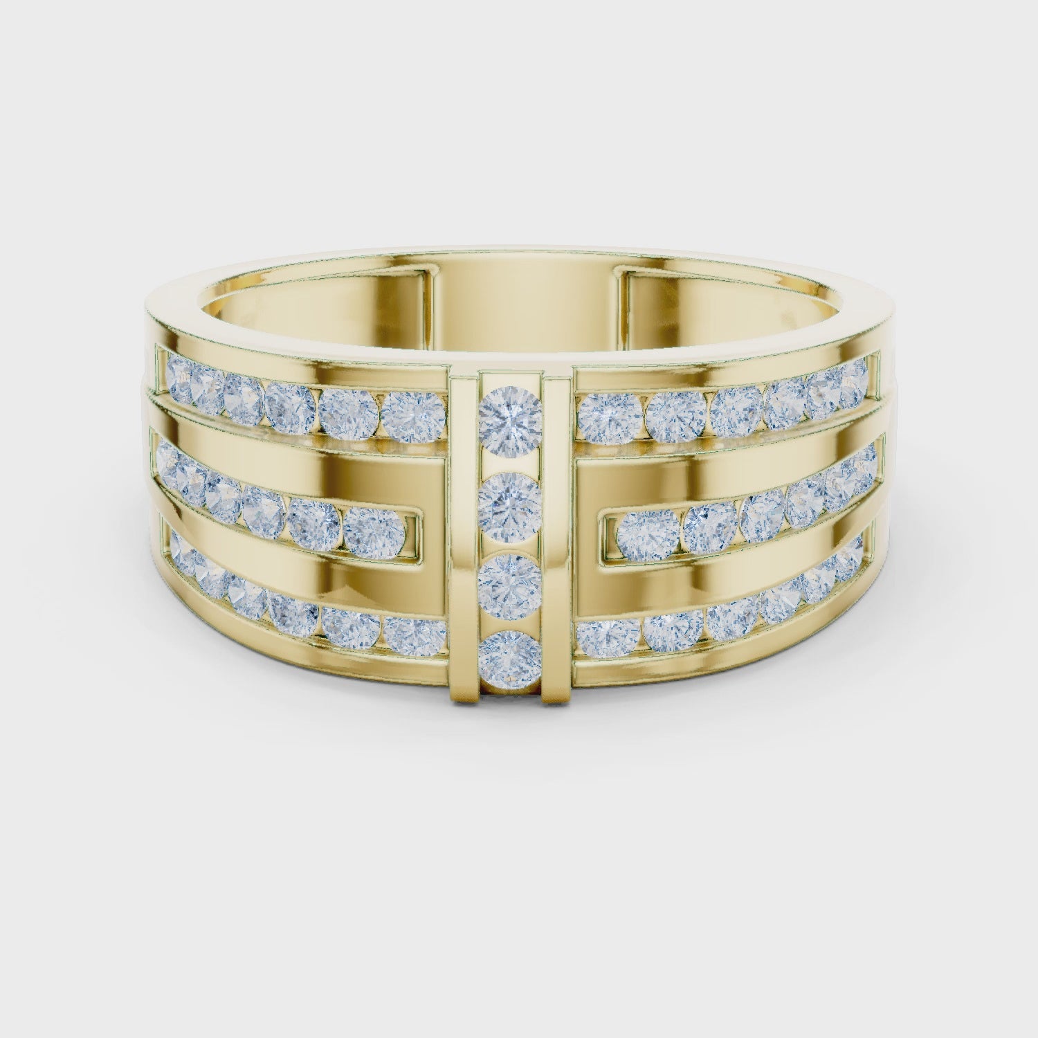 Crest Round Diamond Fashion Ring in Yellow Gold