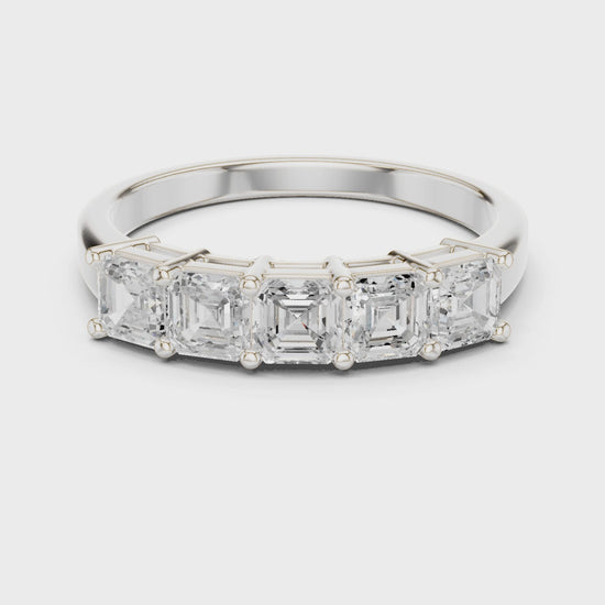Luna Five-Stone Asscher Diamond Ring in Silver
