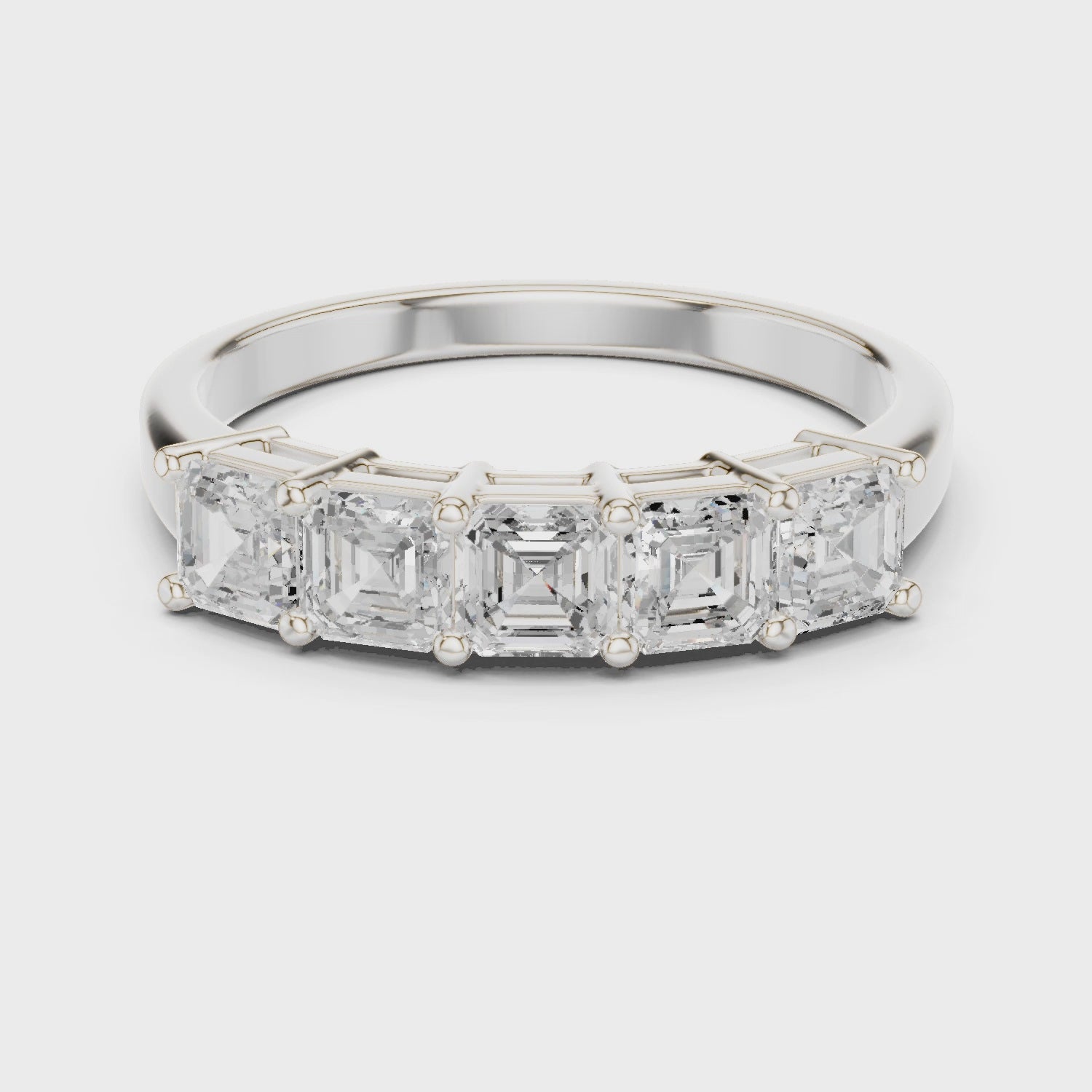 Luna Five-Stone Asscher Diamond Ring in Silver