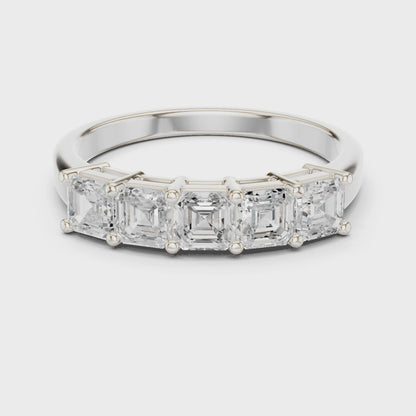 Luna Five-Stone Asscher Diamond Ring in Silver