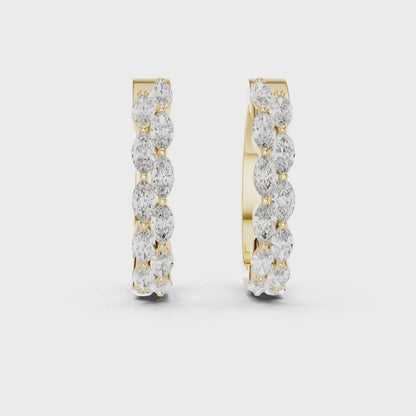 Enchanted Flora Marquise Diamond Hoop Earrings in Yellow Gold
