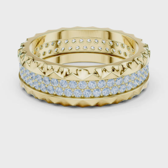 The Sculpted Round Diamond Band in Yellow Gold