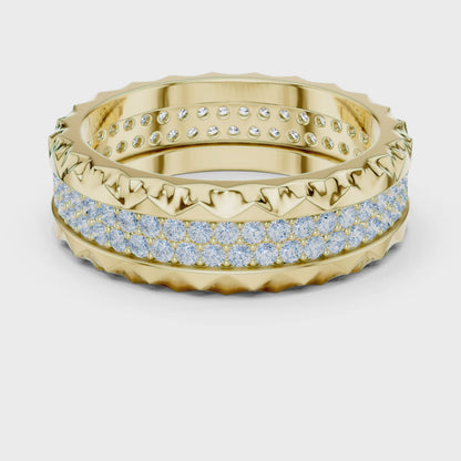 The Sculpted Round Diamond Band in Yellow Gold