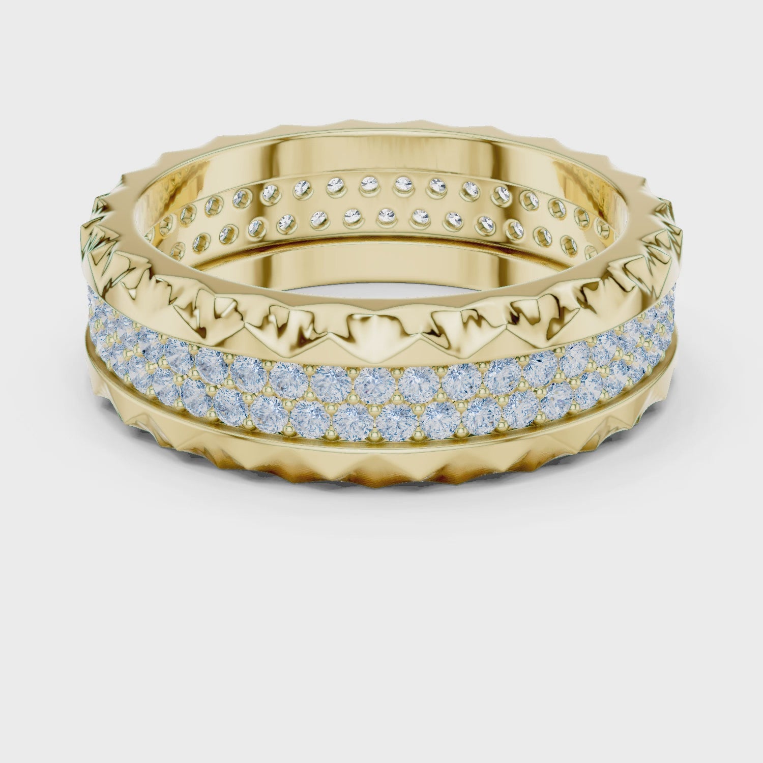 The Sculpted Round Diamond Band in Yellow Gold