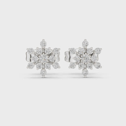 Borealis Cluster Round Diamond Stud Earrings in Silver