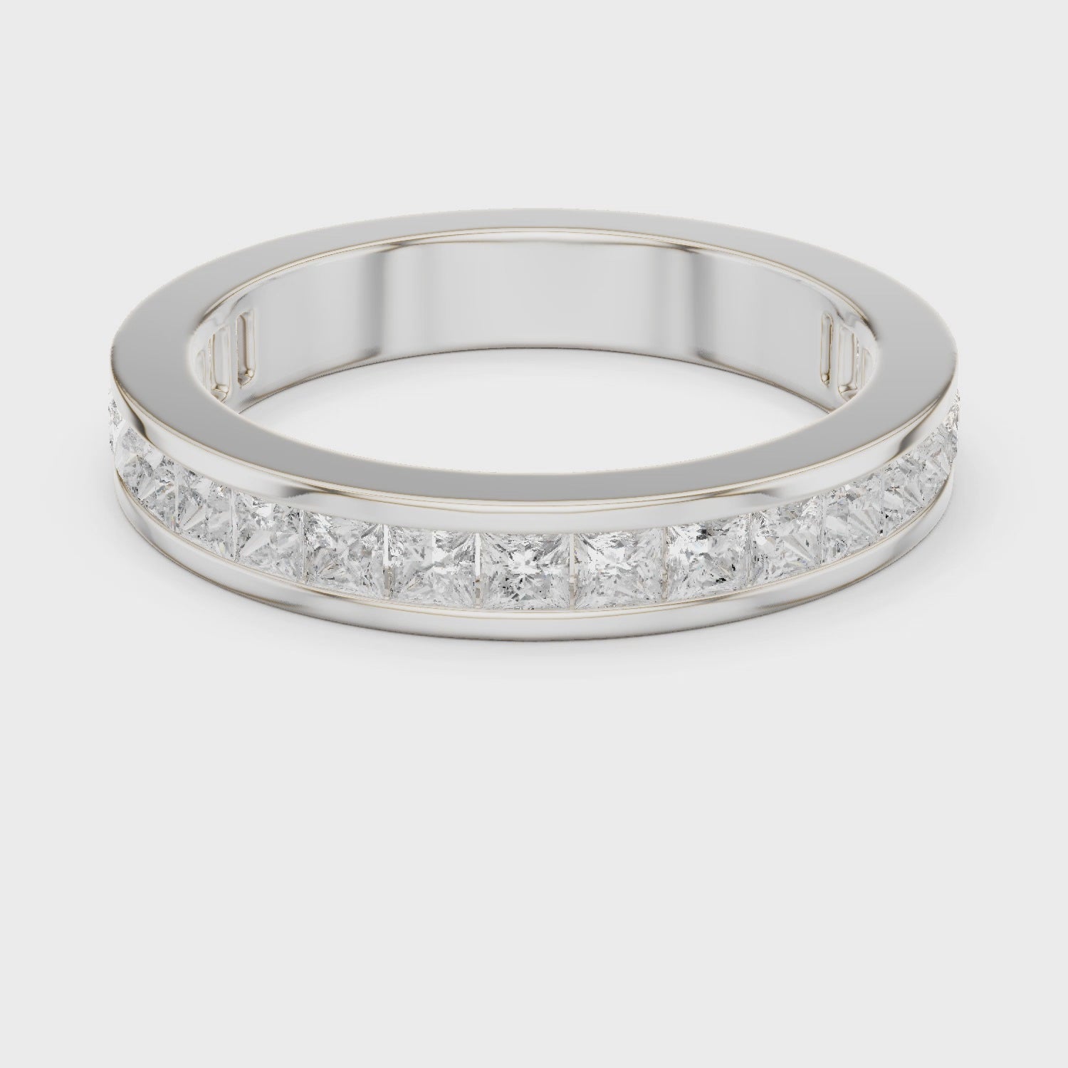 Seamless Channel-Set Princess Diamond Ring in Silver