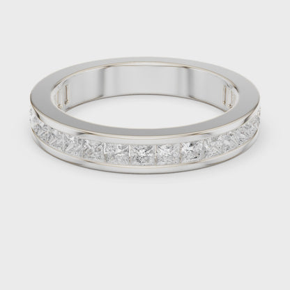 Seamless Channel-Set Princess Diamond Ring in Silver