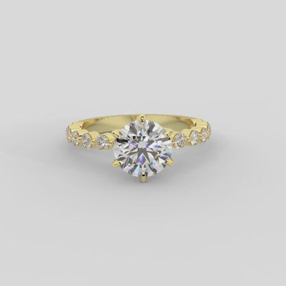Eleanor Majesty Side Stone Marquise Diamond Engagement Ring in Yellow Gold