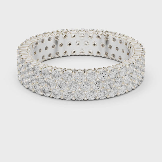 Wide Pave Round Diamond Eternity Ring in Silver