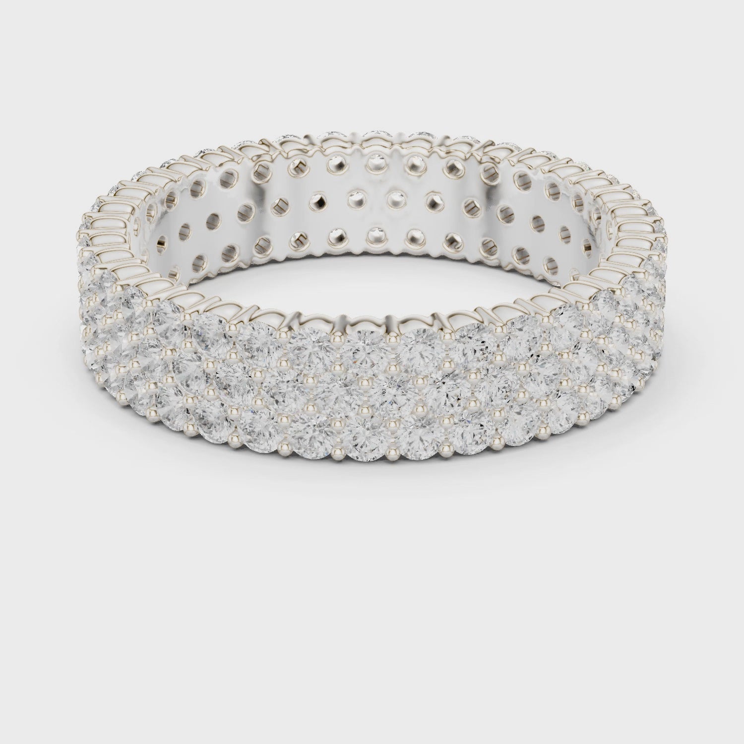 Wide Pave Round Diamond Eternity Ring in Silver