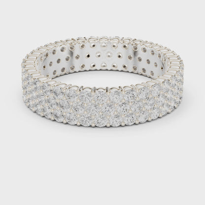 Wide Pave Round Diamond Eternity Ring in Silver