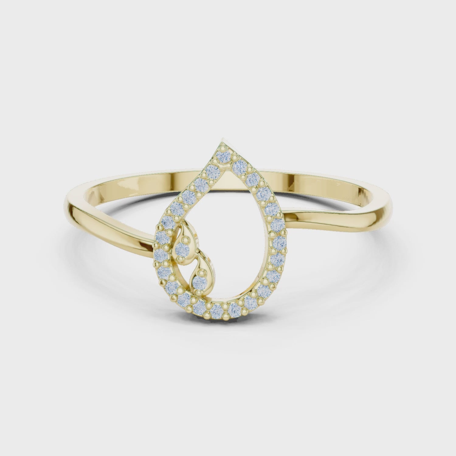 Wave Bypass Round Diamond Fashion Ring in Yellow Gold